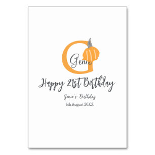 Orange pumpkin fall birthday 21st gray pastel fall table number