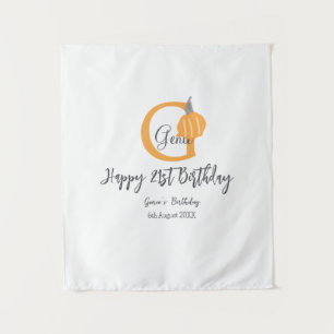 Orange pumpkin fall birthday 21st gray pastel fall tapestry