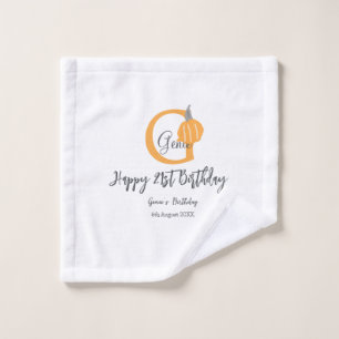 Orange pumpkin fall birthday 21st gray pastel fall wash cloth