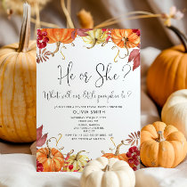 Orange pumpkin fall gender reveal invitation