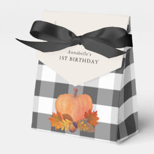 Orange Pumpkin Fall Leaves Birthday Favor Box