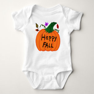 Orange Pumpkin Fall Leaves Yellow Red Orange Baby Bodysuit