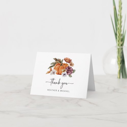 Orange Pumpkin Fall Thank You Card