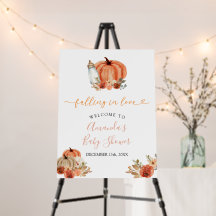 Orange Pumpkin Falling In Love Baby Shower Welcome
