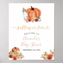 Orange Pumpkin Falling In Love Baby Shower Welcome