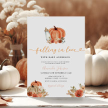 Orange Pumpkin Falling In Love Fall Baby Shower