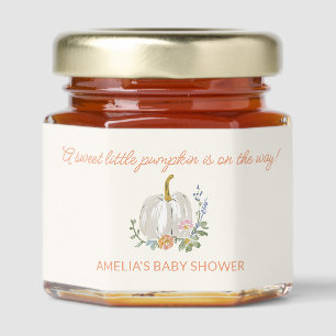 Orange Pumpkin Floral Fall Baby Shower Custom Honey Jar Favors