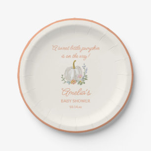 Orange Pumpkin Floral Fall Baby Shower Custom Paper Plates