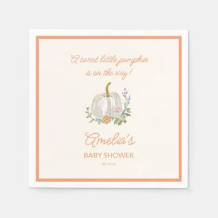 Orange Pumpkin Floral Fall Baby Shower Welcome Napkins