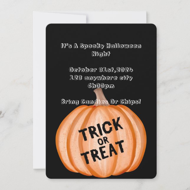 Orange pumpkin Halloween party invitation (Front)