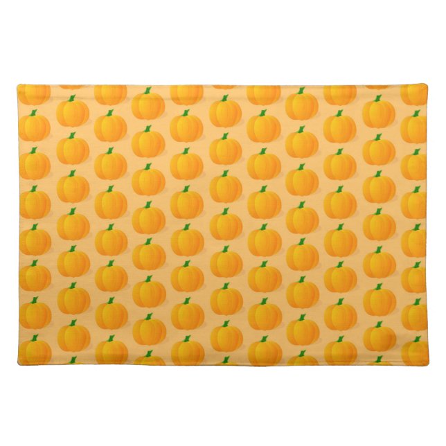 Orange Pumpkin Halloween Pattern Cloth Placemat (Front)