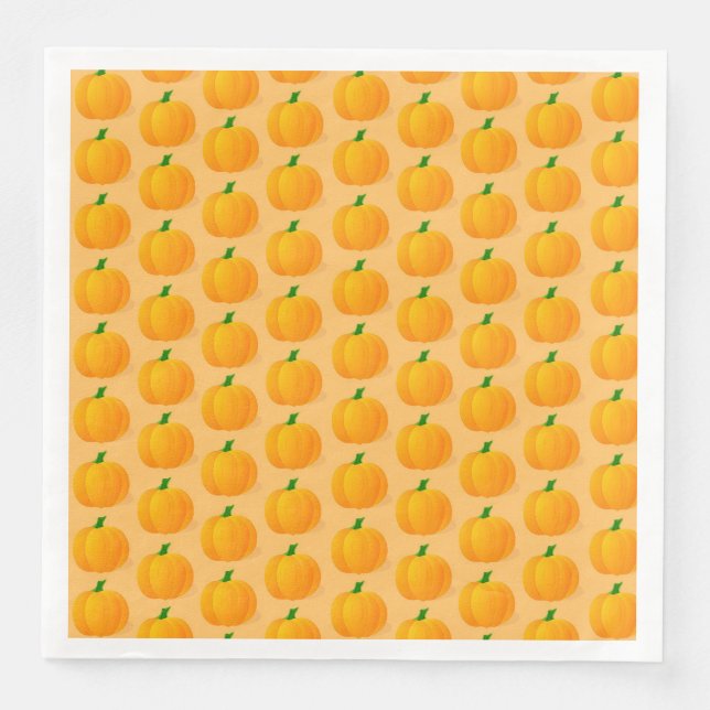 Orange Pumpkin Halloween Pattern Paper Dinner Napkins (Front)