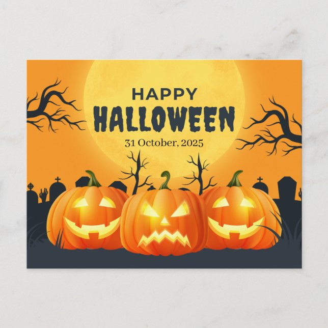 Orange Pumpkin Halloween Postcard (Front)