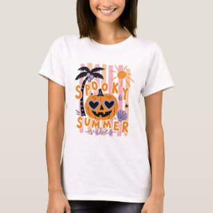 Orange Pumpkin Halloween Summer Vibes T-Shirt