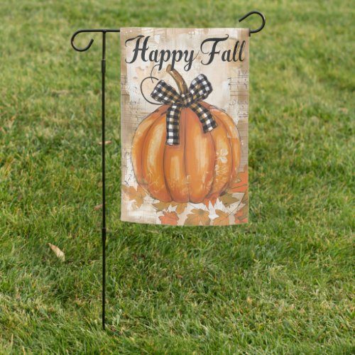 Orange Pumpkin Happy Fall Welcome Garden Flag