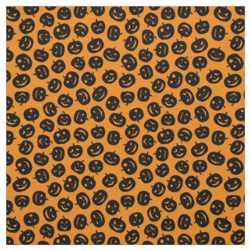Orange Pumpkin Happy Halloween Modern Fabric