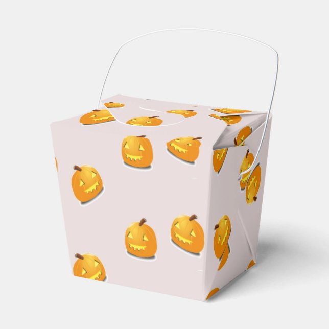 Orange pumpkin head pattern favor boxes (Front Side)