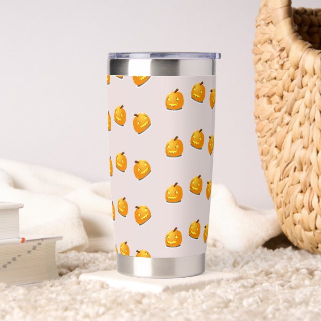 Orange pumpkin head pattern insulated tumbler (Living Room)