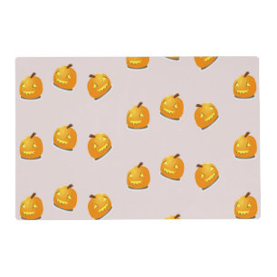 Orange pumpkin head pattern placemat