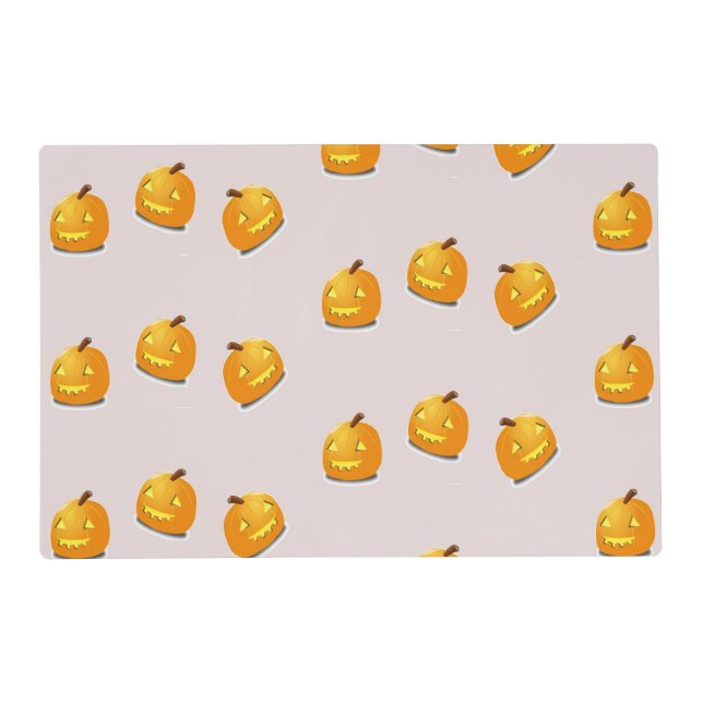 Orange pumpkin head pattern placemat (Front)