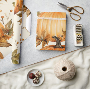 Orange Pumpkin is on The Way Autumn Baby Shower Wrapping Paper
