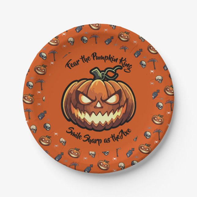 🎃 Orange Pumpkin King Halloween Plate 🧡 (Front)