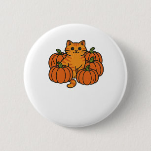 Orange Pumpkin Kitty Cat Magic Oversized T-Shirt Button