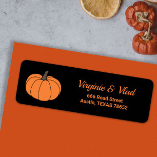 Orange Pumpkin on black return address label