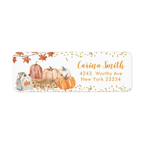Orange Pumpkin Patch Autumn Birthday Address Label