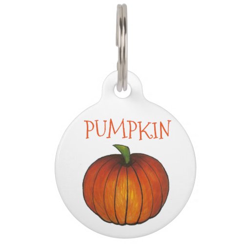 Orange Pumpkin Patch Thanksgiving Halloween Fall Pet Name Tag