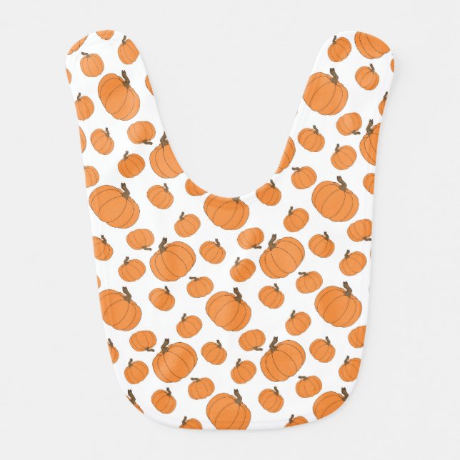 orange pumpkin pattern baby bib (Front)