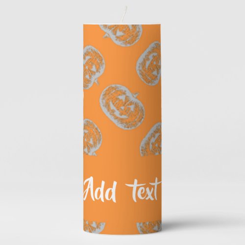 Orange pumpkin pattern pillar candle