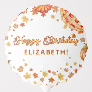 Orange Pumpkin Pie Fall Happy Birthday Party Balloon
