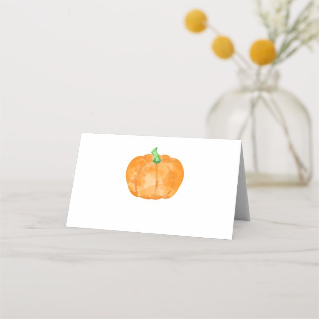 Orange Pumpkin Place Card for Thanskgiving & Fall (Front)