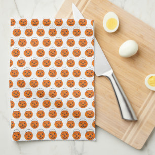 Orange Pumpkin Polka Dots Halloween Trick-or-Treat Towel