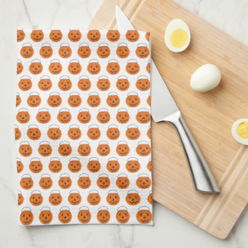 Orange Pumpkin Polka Dots Halloween Trick_or_Treat Towel