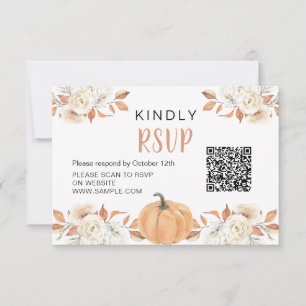 Orange Pumpkin Rustic 1st Birthday Rsvp Card
