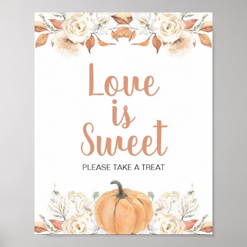 Orange Pumpkin Rustic Floral Love is Sweet Sign