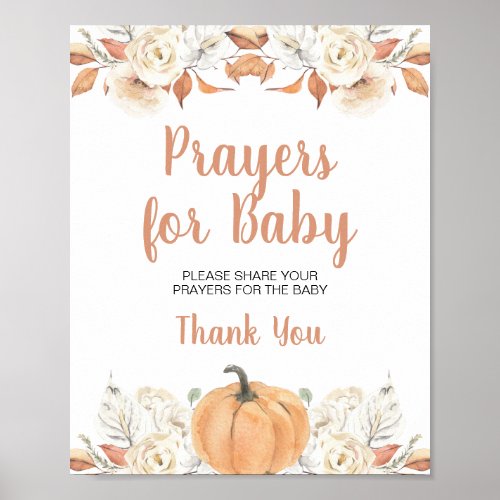 Orange Pumpkin Rustic Floral Prayers for Baby Poster