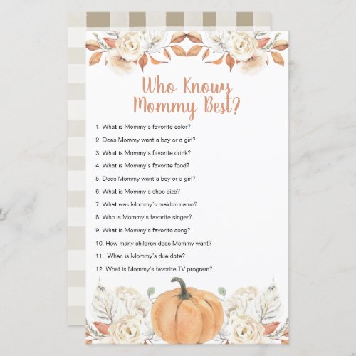 Orange Pumpkin Rustic Floral Who Knows Mommy Best