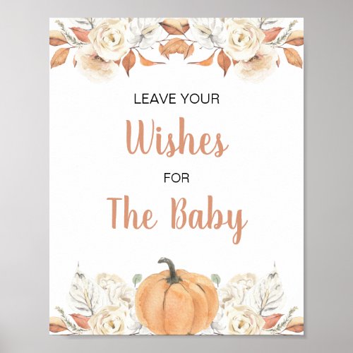 Orange Pumpkin Rustic Floral Wishes for Baby Sign