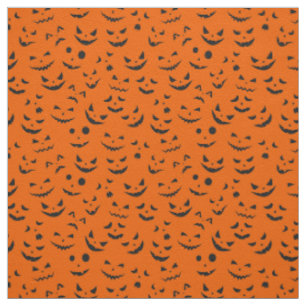 Orange Pumpkin Smile Happy Halloween Modern Fabric