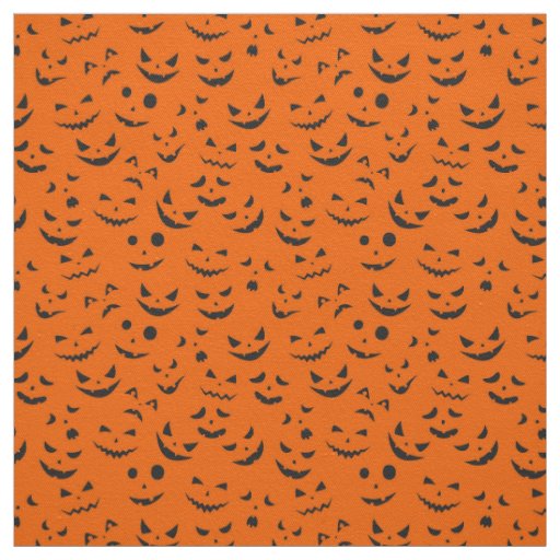 Orange Pumpkin Smile Happy Halloween Modern Fabric