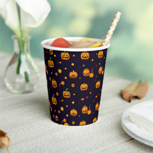 Orange Pumpkin Spooky one Halloween Party Paper Cups