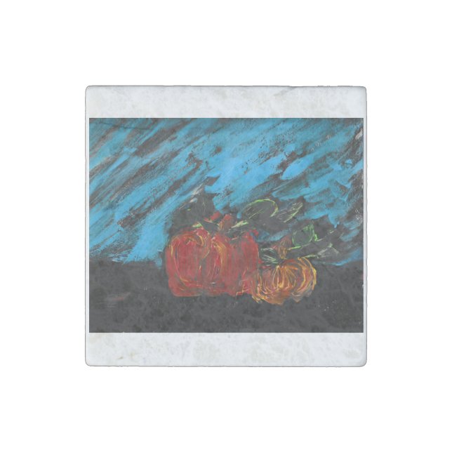 Orange Pumpkin  Stone Magnet (Front)