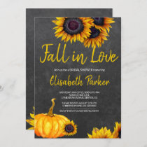 Orange Pumpkin Sunflowers Chalkboard Bridal Shower Invitation