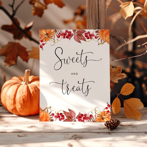 Orange pumpkin sweets and treats baby shower poster