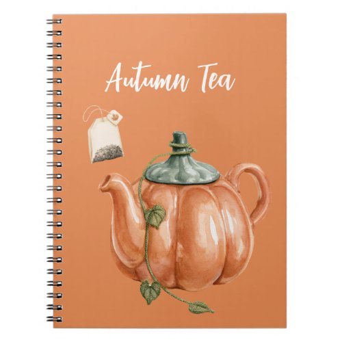 Orange Pumpkin Teapot Tea Notebook