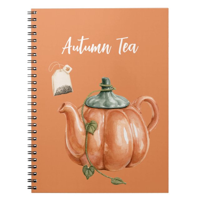 Orange Pumpkin Teapot Tea Notebook (Front)