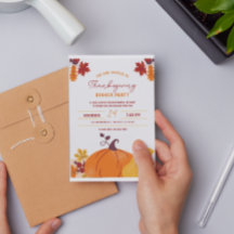 Orange Pumpkin Thanksgiving dinner party Printable